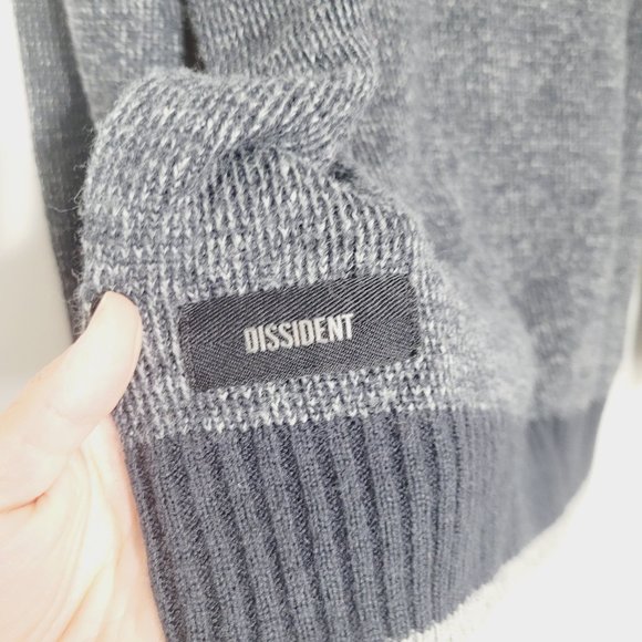 Dissident Core Gray Men Wool Blend Knit Pullover Cozy Preppy Grandpa Cottagecore - Picture 3 of 11